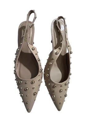 Liliana Sherry-1 Studded Pointed-Toe Slingback Kitten Heel-Size 10-NWT